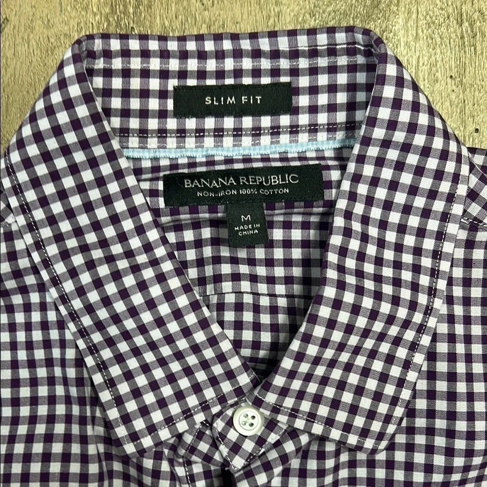 Men's Checkered Shirt - Purple and White